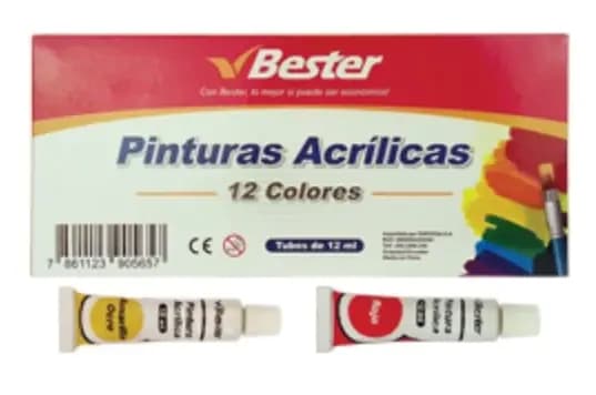 PINTURA ACRILICA BESTER X 12COL TUBO