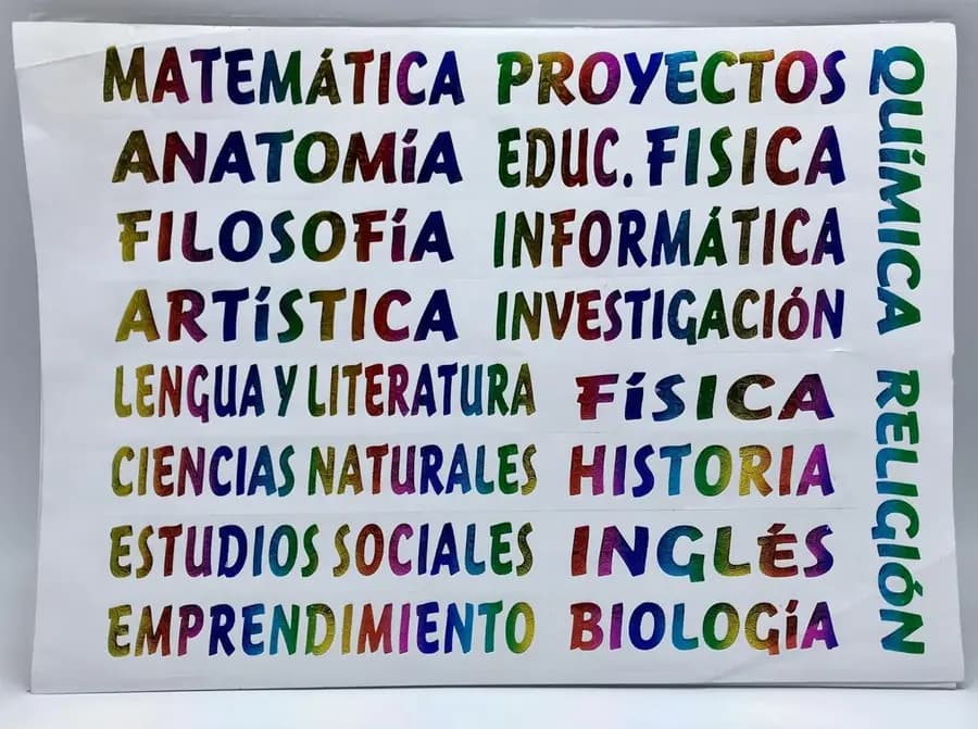 STICKER PLANCHA 18 ASIGNATURAS