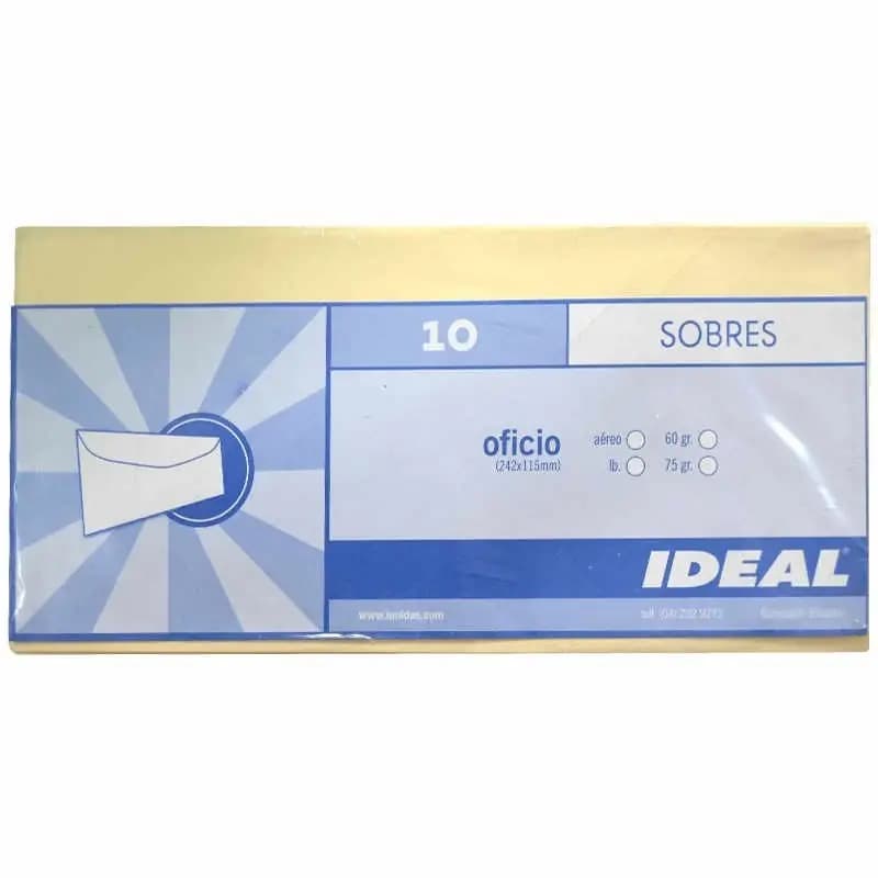 SOBRE DINERO IDEAL CREMA PAQ X10UN