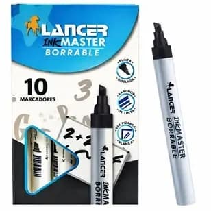 MARCADOR LANCER BORRABLE NEGRO